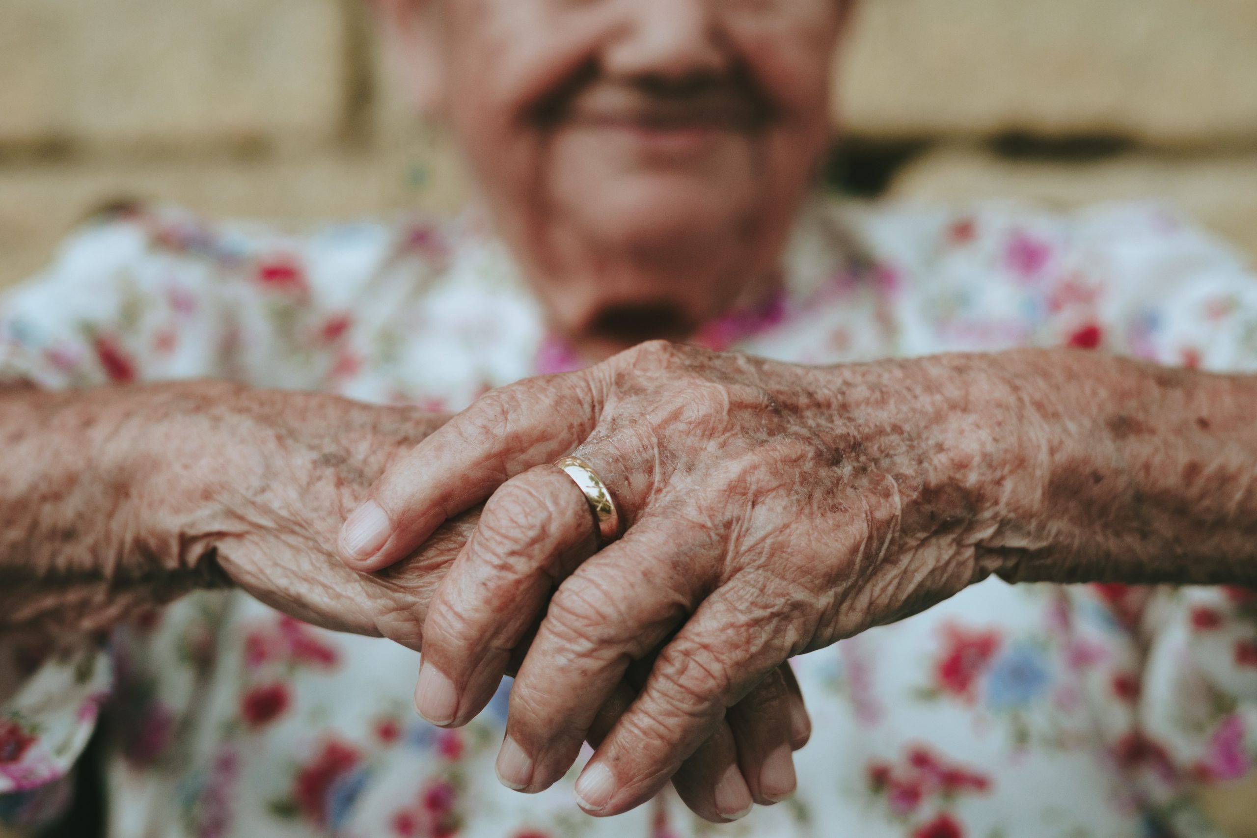 close up of an elderly woman's hands